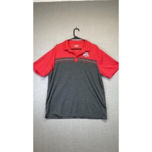 Ohio State Buckeyes Shirt Mens XL Red Gray‎ NCAA College Football Polo Striped